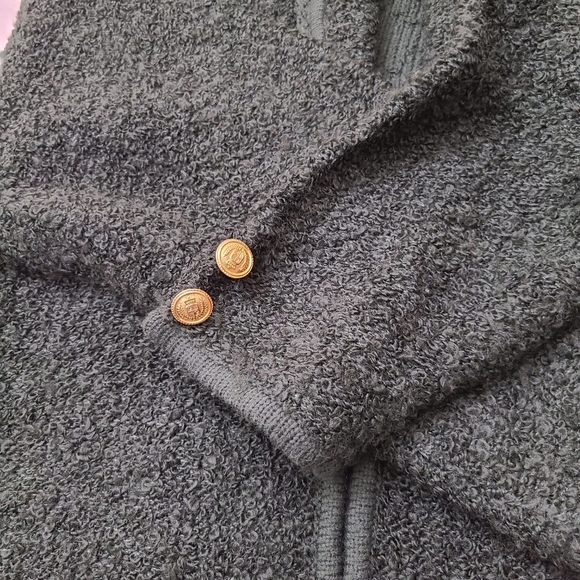 Traditions women's vintage green open poodle knit  cardigan, Sz M (PTP 21") - Picture 4 of 8